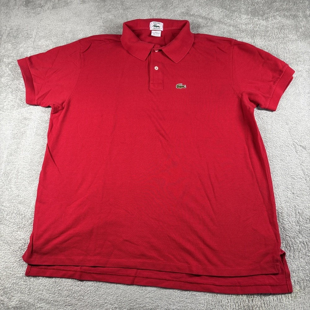 IZOD Lacoste Patron Polo Shirt Red 100% Cotton Short Sleeve Vintage Sz XXL